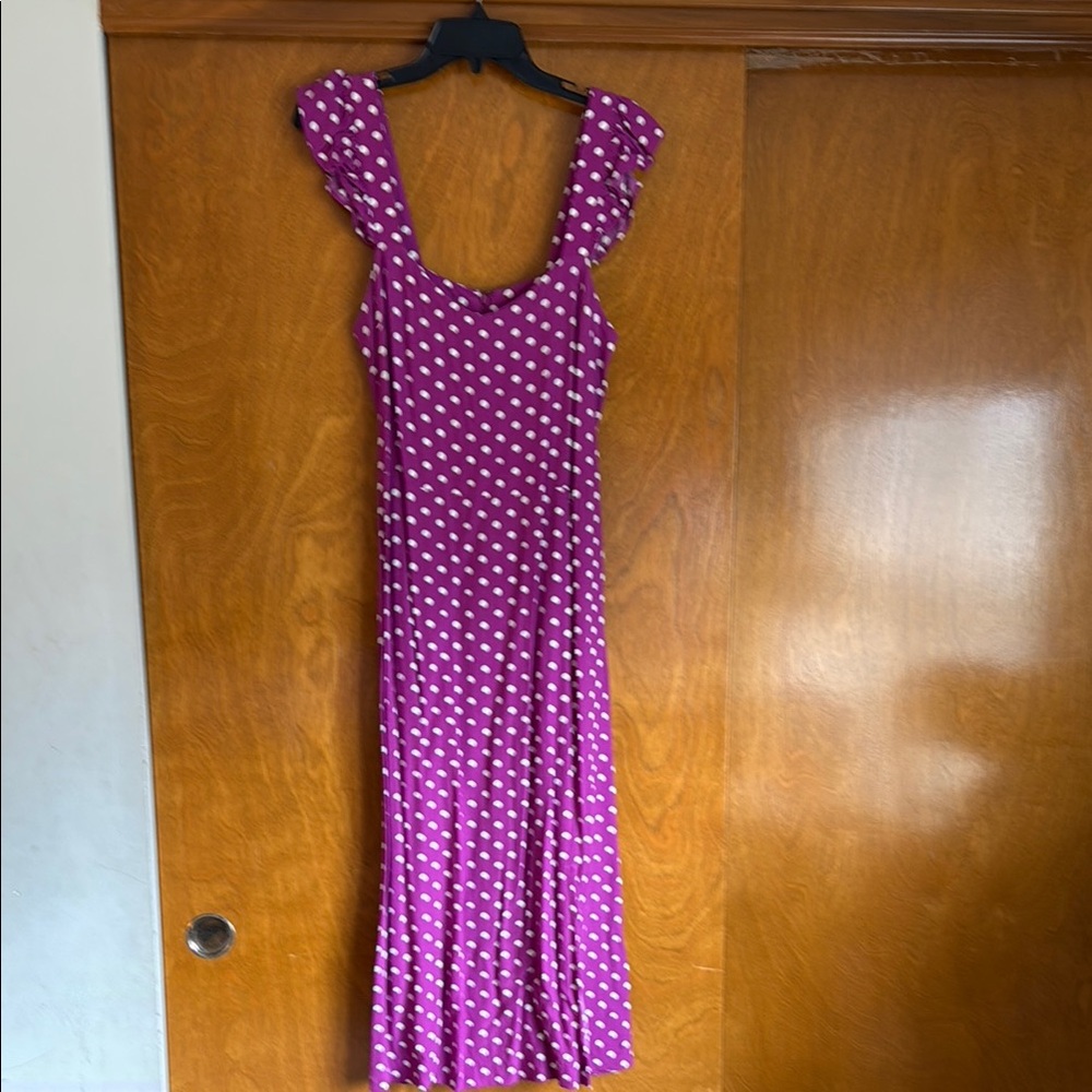 LOFT Purple Ruched Ruffled Sundress